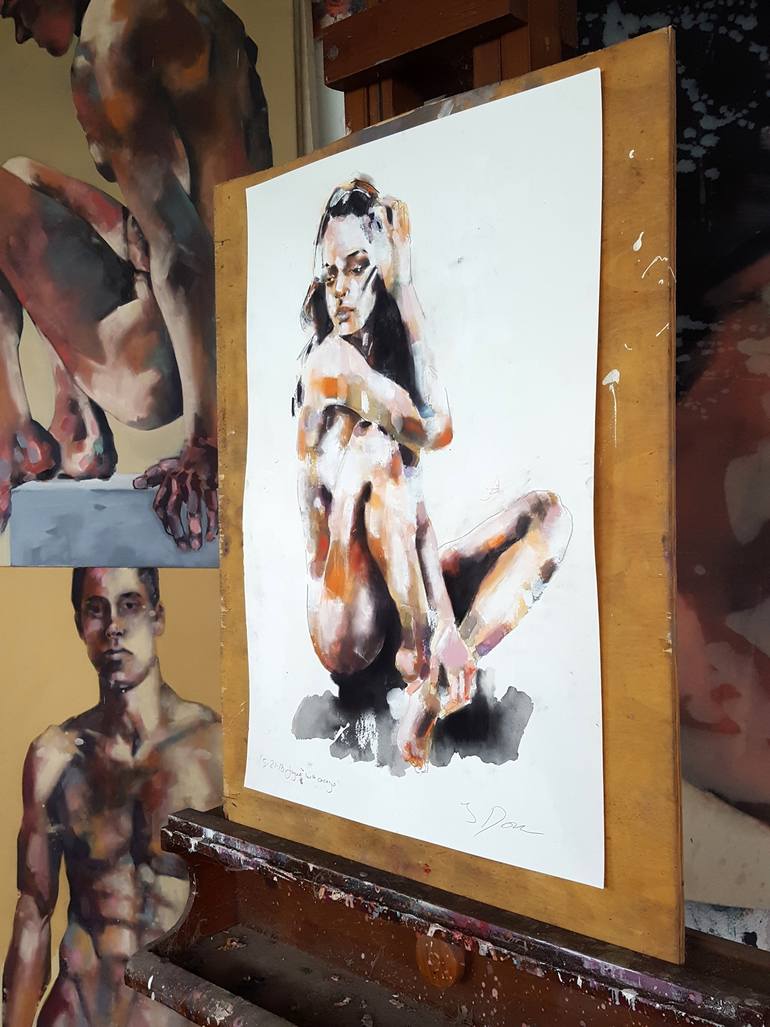 Original Expressionism Nude Drawing by Thomas Donaldson