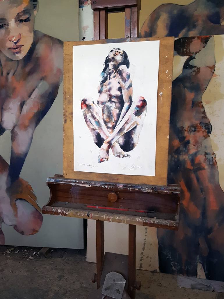 Original Nude Drawing by thomas donaldson