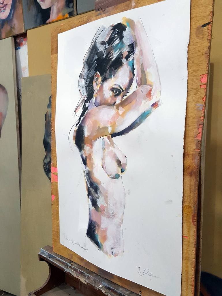 Original Expressionism Nude Drawing by thomas donaldson