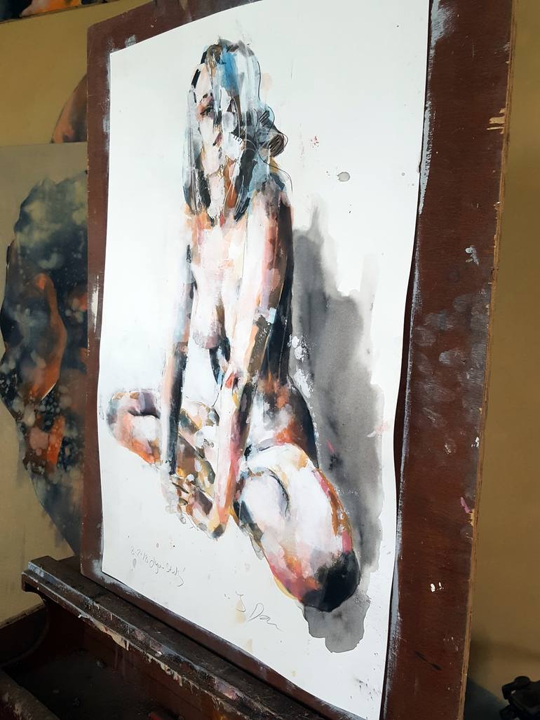 Original Expressionism Nude Drawing by Thomas Donaldson