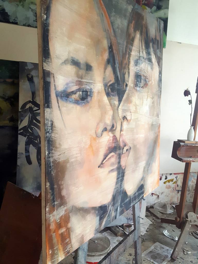 Original Expressionism People Painting by thomas donaldson