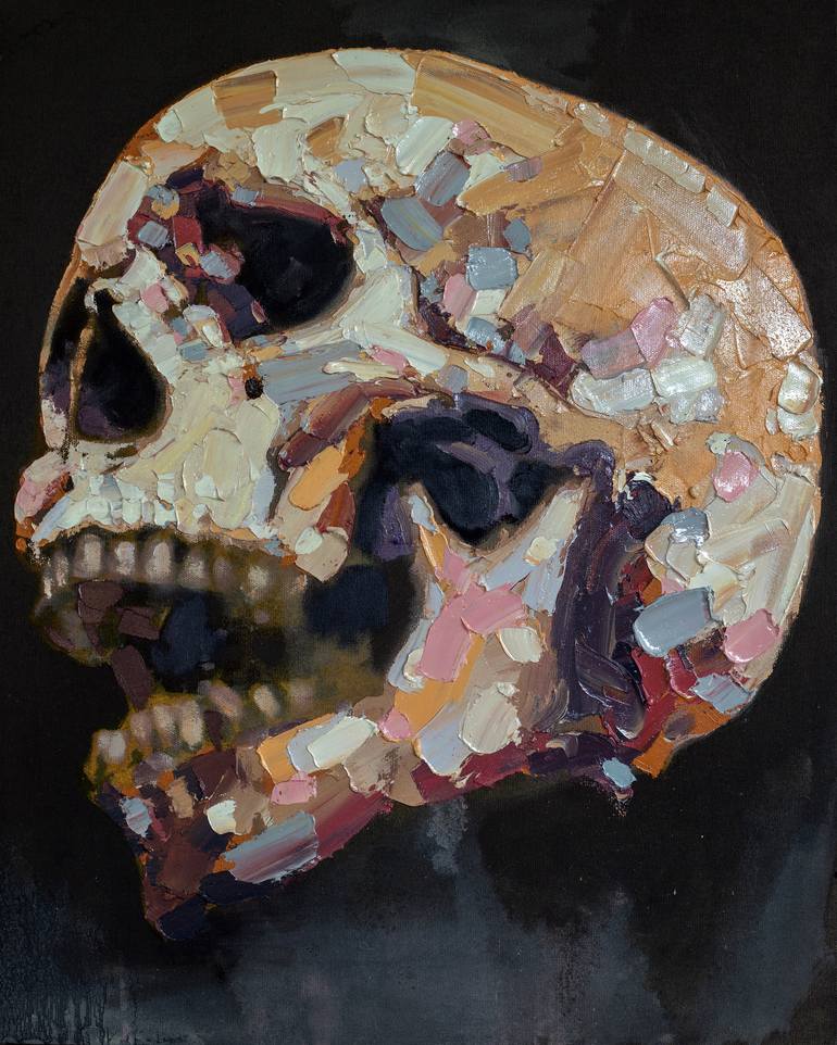 Some (mostly) recent paintings, including a skull study, a still