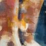 back study 7-30-20 is a female figure study on canvas in oils using a muted palette contrasting with areas of vibrant colour. The work is painted with a fluid application of paint, staining and stripping back to allow areas of raw canvas to be visible. The work is a continuation in his interest in the notion of change and impermanence as the figure begins to dissolve into the background.