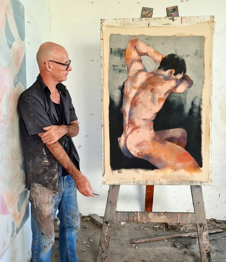 Original Expressionism Nude Painting by thomas donaldson