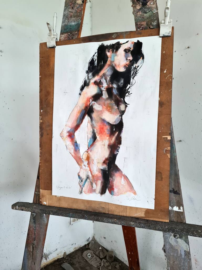 Original Expressionism Nude Painting by thomas donaldson