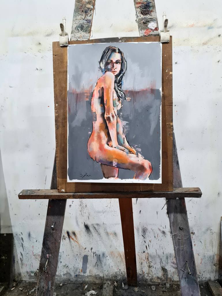 Original Expressionism Nude Painting by Thomas Donaldson