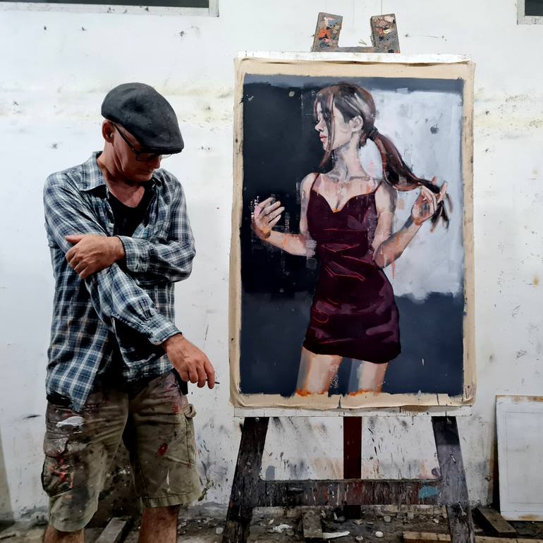 Original Expressionism People Painting by Thomas Donaldson