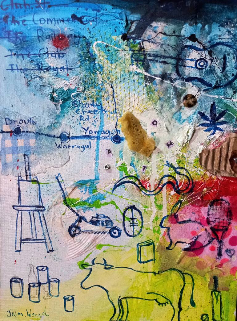 Original Abstract Painting by Jason Wenzel | Contemporary Art on Canvas | Down on the Farm