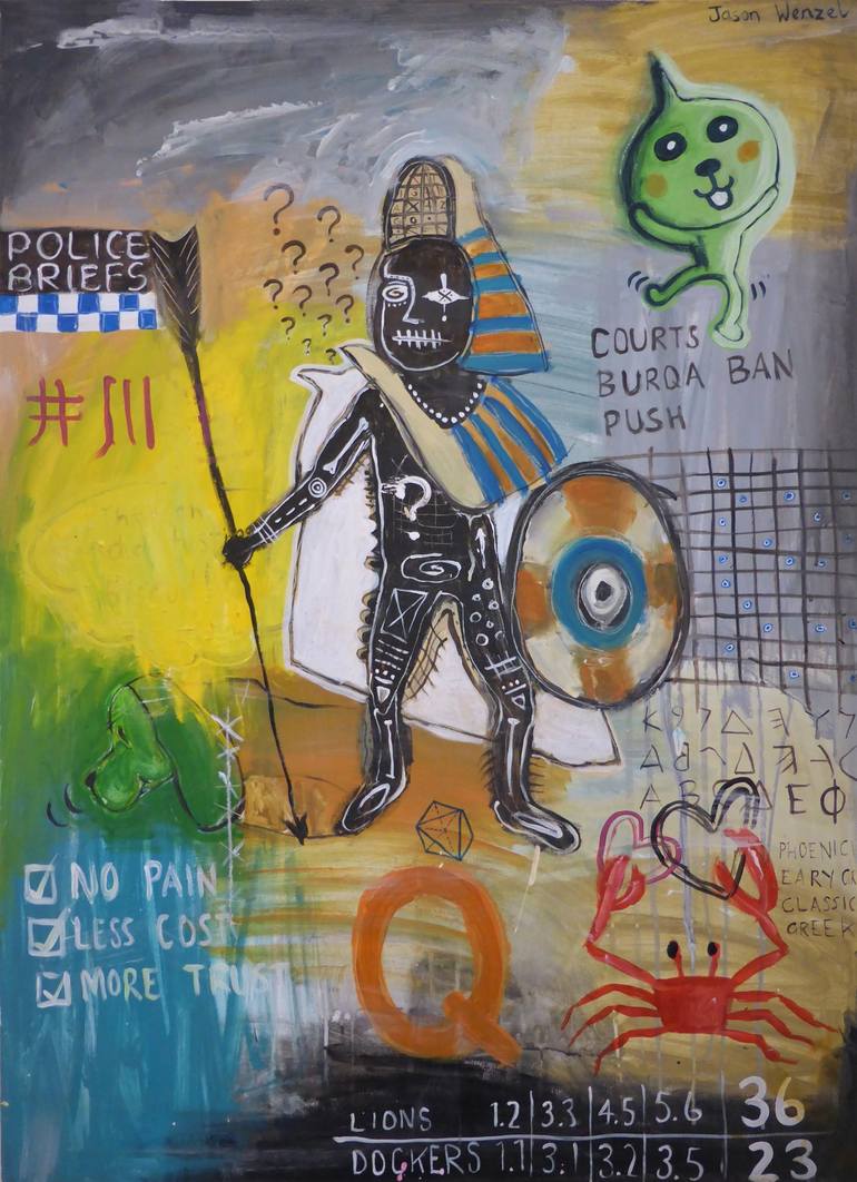 Original Pop CultureCelebrity Painting by Jason Wenzel  Expressionism Art on Canvas  Warrior