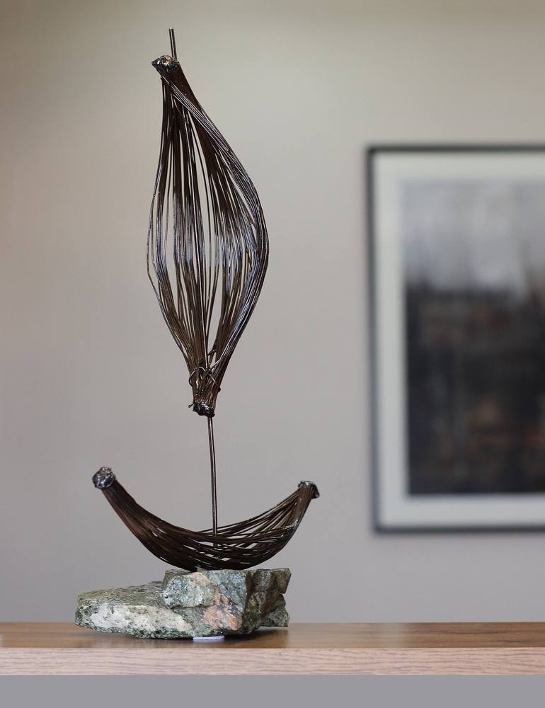 Original Abstract Boat Sculpture by Karen Akhikyan