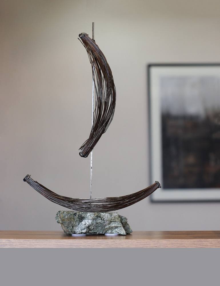 Original Abstract Boat Sculpture by Karen Akhikyan