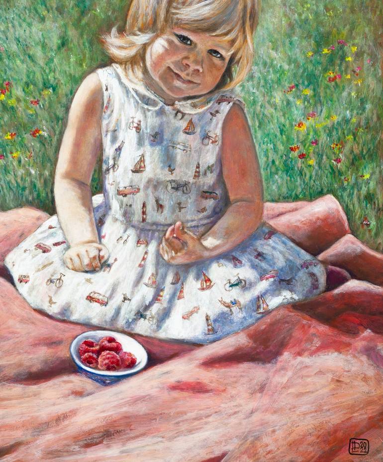 Original Fine Art Children Painting by Liudmila Pisliakova