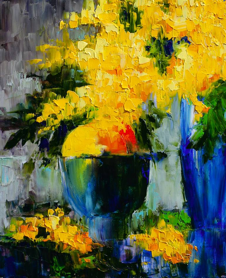 Original Contemporary Floral Painting by Liudmila Pisliakova