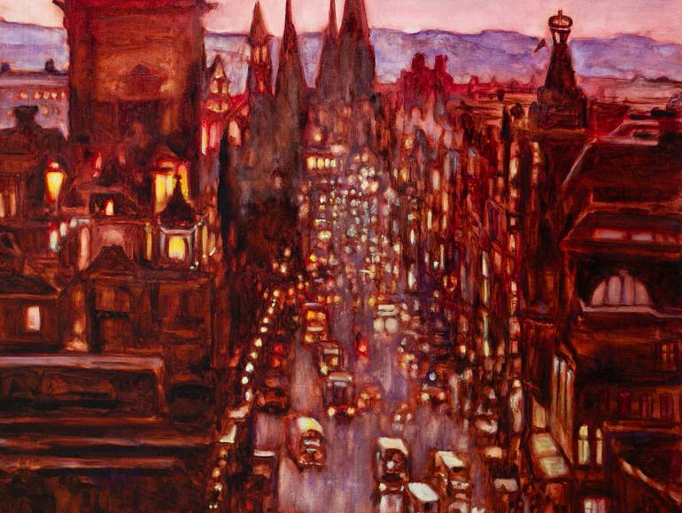 Original Expressionism Cities Painting by Liudmila Pisliakova