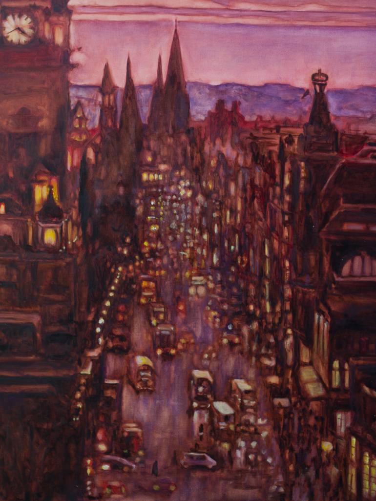 Original Expressionism Cities Painting by Liudmila Pisliakova