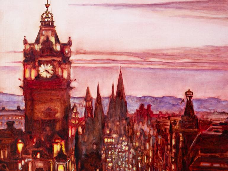 Original Expressionism Cities Painting by Liudmila Pisliakova