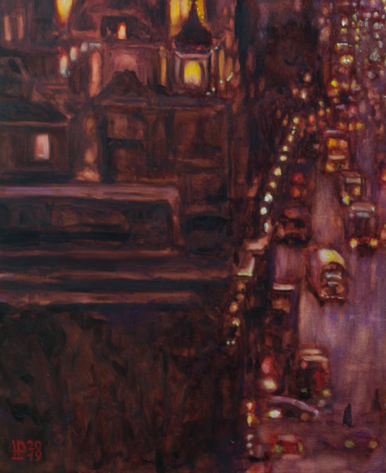 Original Expressionism Cities Painting by Liudmila Pisliakova