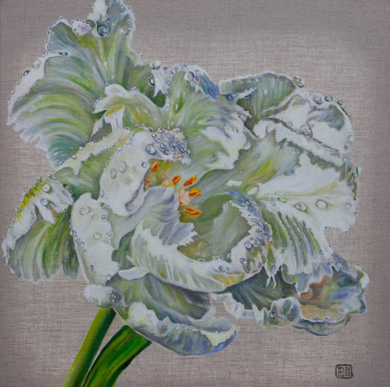 Original Minimalism Floral Painting by Liudmila Pisliakova