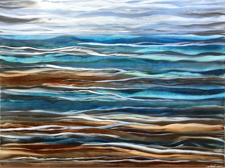 'Sea Breeze Composition' - Modern Coastal Art Abstract Seascape Beach ...