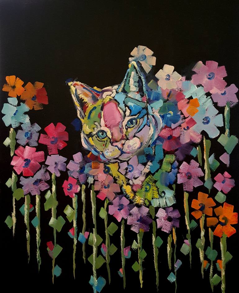 Kitty Bouquet - Oil Fine Art Painting Painting by Bhavna Misra ...