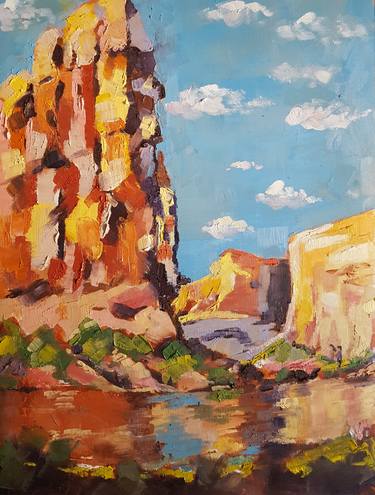 "Echo" - - Colorful Expressionistic Landscape Painting of Echo National Park by Bhavna Misra thumb