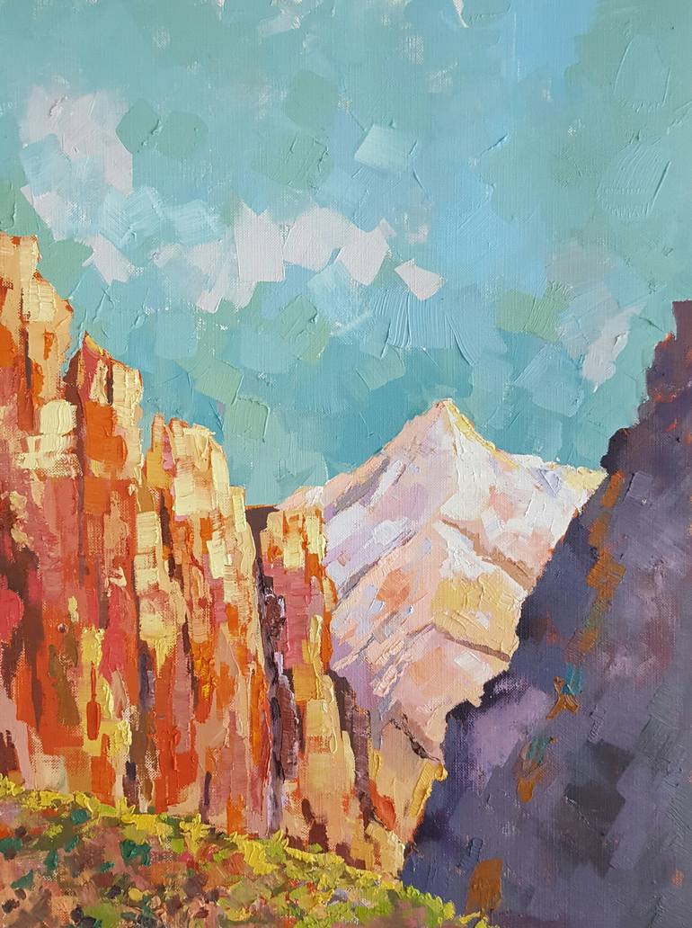 Zion National Park - Colorful Expressionistic Fine Art Oil Painting ...