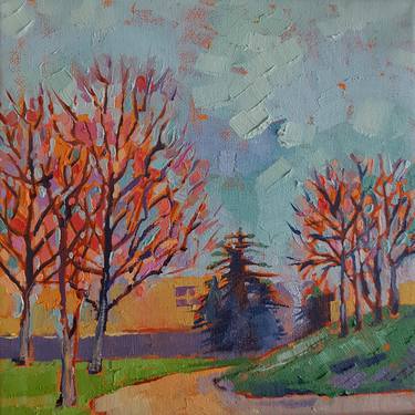 "Winter Sky" - Colorful Expressionistic Fine Art Oil Painting thumb