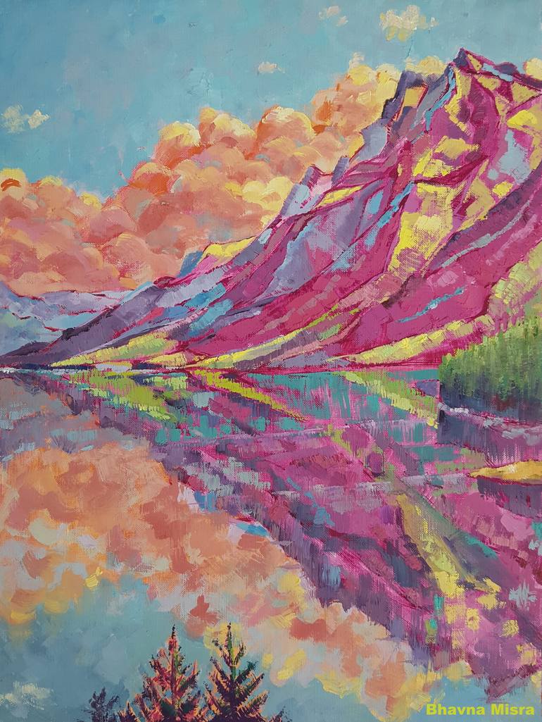 Mirror Lake” – Colorful Nature Painting by Artist Bhavna Misra Painting Bhavna Misra | Saatchi Art