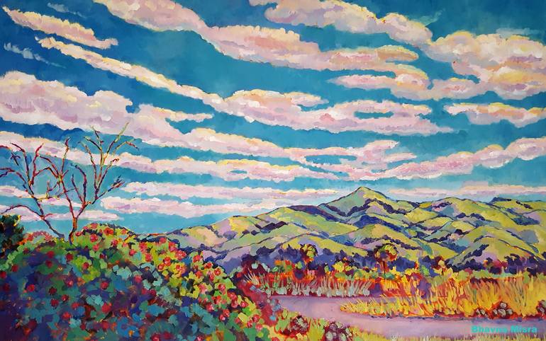 Mission View with Wildflowers - Fine Art Oil Painting by Artist Bhavna ...