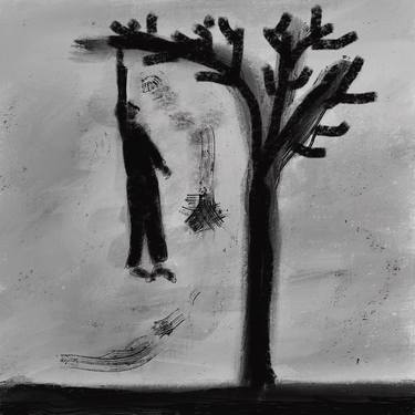 Singer rehearsing Monteverdi while hanging from a tree - Limited Edition of 10 thumb