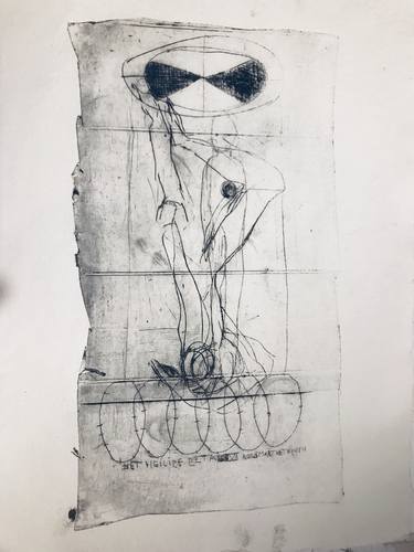 Original Expressionism People Printmaking by roos marthe thijsen