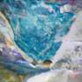 This is a many layered textured painting with multiple mediums.