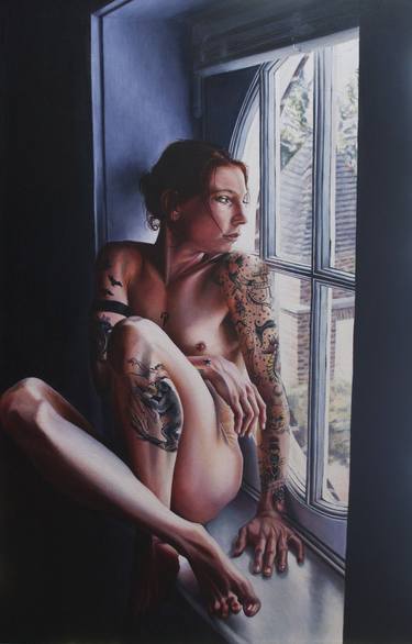 'Dervish 2'  (nude painting of woman with tattoos) thumb