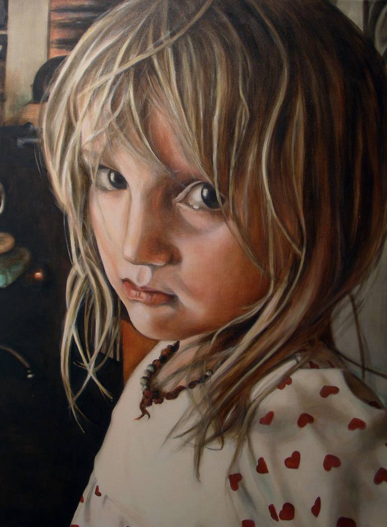 Liv (portrait of a child) Painting by Victoria Selbach | Saatchi Art