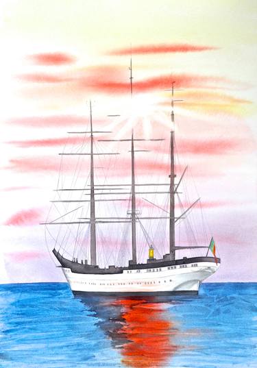 Original Expressionism Ship Paintings by Carolyn Judge