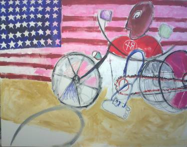 Original Bicycle Painting by Julie Bou Farah