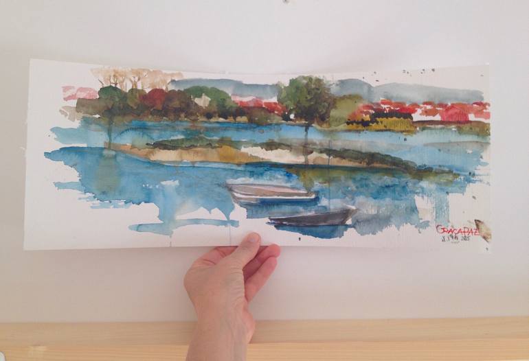 Original Landscape Painting by GraçaPaz Small works on paper