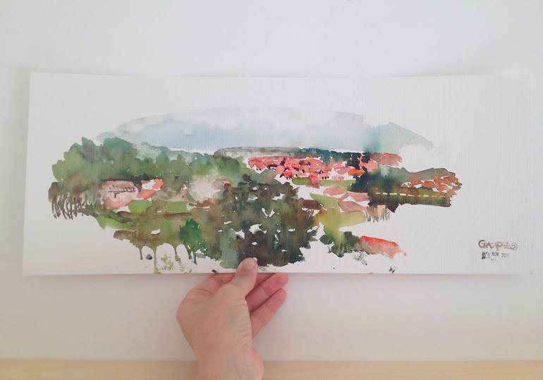 Original Fine Art Landscape Painting by GraçaPaz Small works on paper