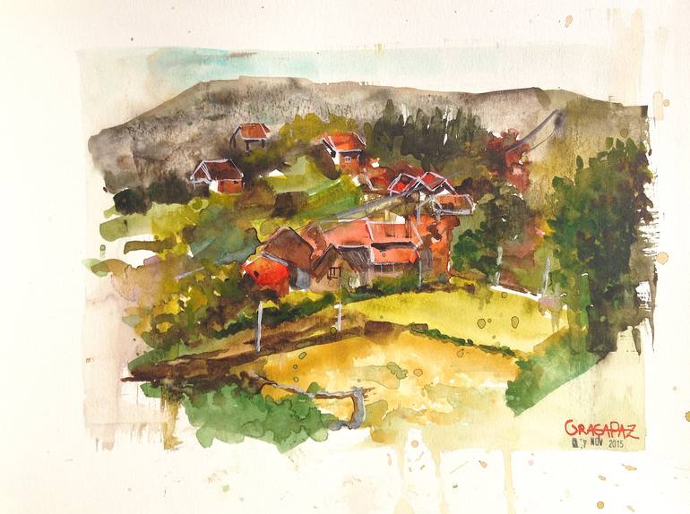 Original Landscape Painting by GraçaPaz Small works on paper