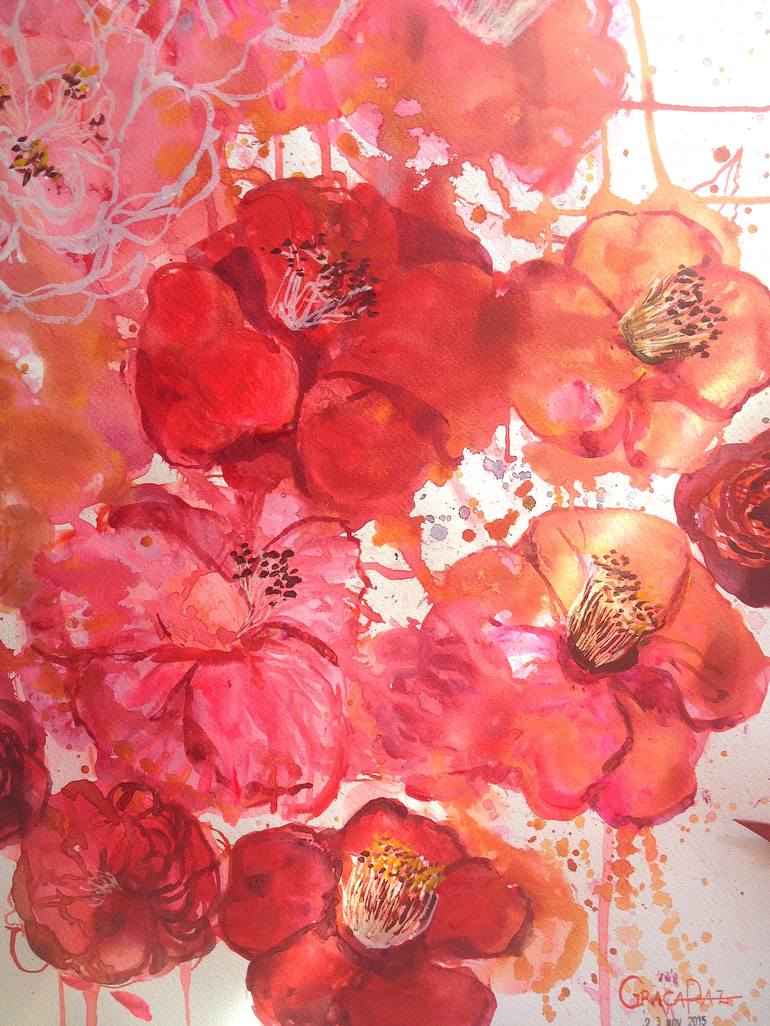 Original Floral Painting by GraçaPaz Small works on paper