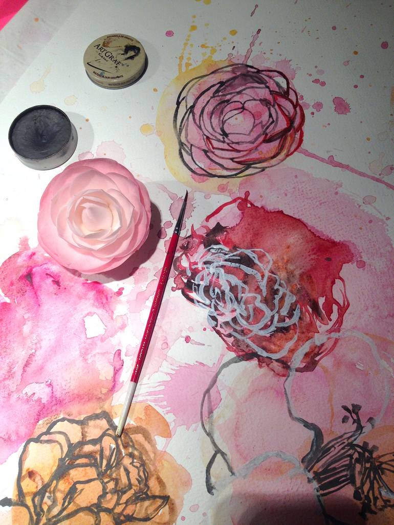 Original Figurative Floral Painting by Graçapaz Small Works On Paper