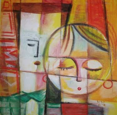 Print of Cubism Love Paintings by Dada Adesoji Disu