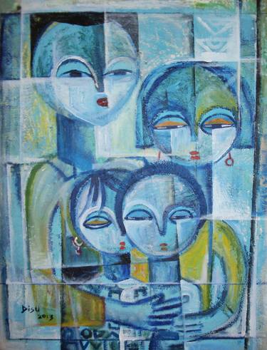 Print of Cubism Family Paintings by Dada Adesoji Disu