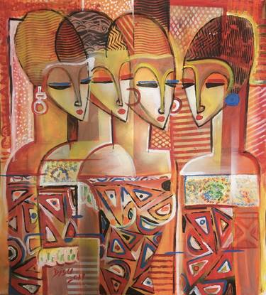 Original Art Deco Abstract Paintings by Dada Adesoji Disu