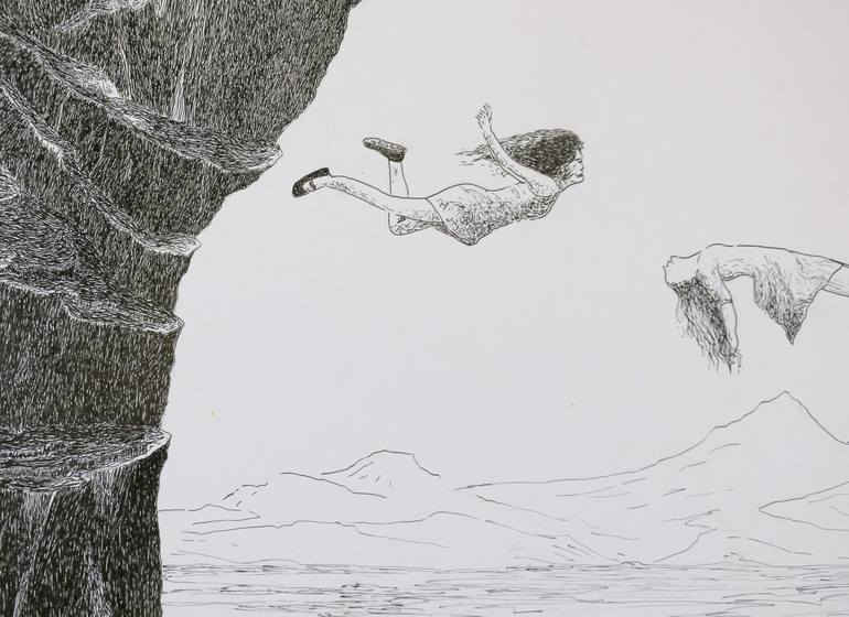 Original Black & White Landscape Drawing by Christophe Carton