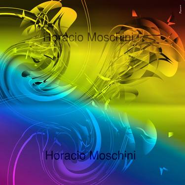 Original Abstract Light Mixed Media by Horacio Moschini