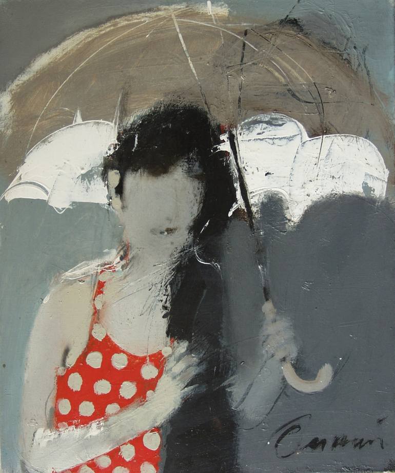 women in the rain Painting by HYZHYY OLEH | Saatchi Art