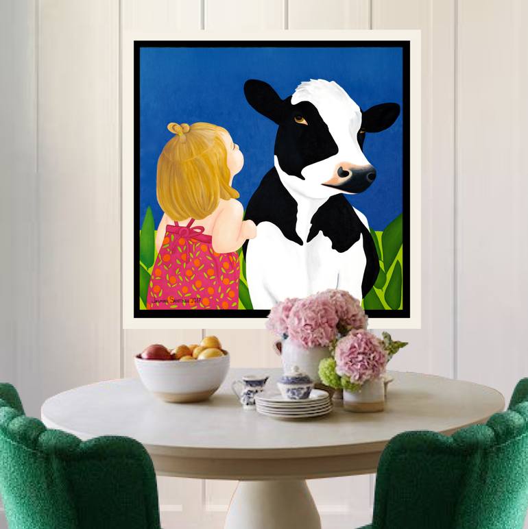 Original Figurative Cows Painting by Jasmine Saintonge