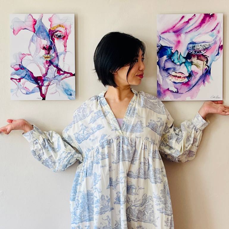 Original Abstract Men Painting by Stella Chang