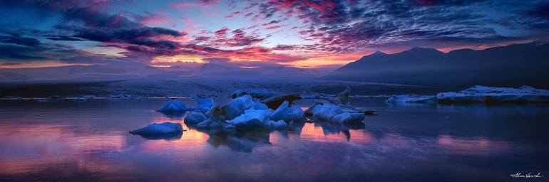 "Nightbound" Vershinin Photography, Iceland, Jokursarlon glacier, landscape photo in Peter Lik style - Limited Edition of 55